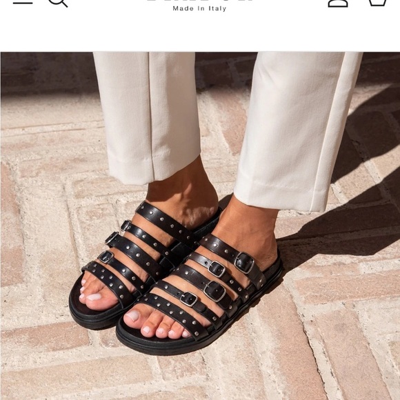 brador Shoes - Eurotop & Brador Black Marissa Studded Sandal 38 NIB